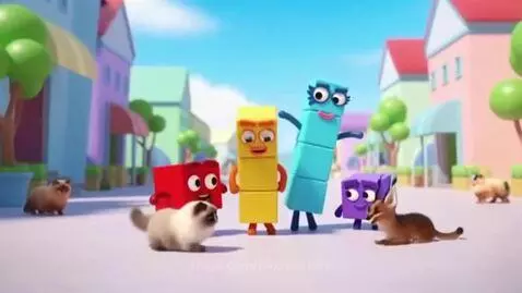 Animated scene of colorful block characters and realistic animals in Ragdoll City.