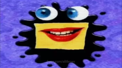 Sora AI generates a Klasky Csupo logo with a mouth, eyes, and flying letters on a purple and black background.