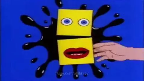 Klasky Csupo logo animation with yellow shapes forming eyes and mouth on a dark background.