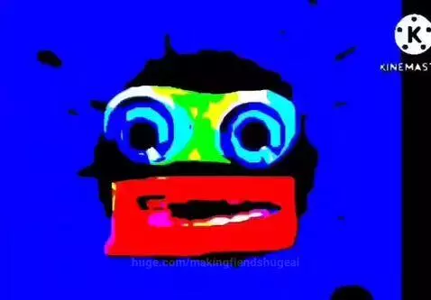 Distorted Klasky Csupo logo with inverted colors and a glitchy, psychedelic effect on a deep blue background.