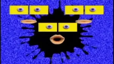 Klasky Csupo logo animation with ink splat character and yellow blocks on black background.