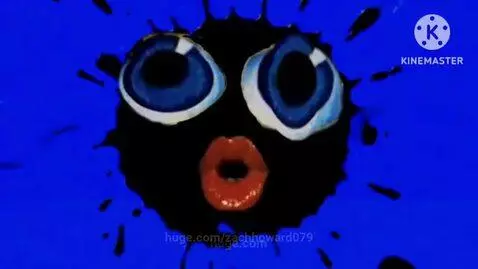 Animated black splat character with blue eyes and mouth against a blue background, followed by the Klasky Csupo logo.