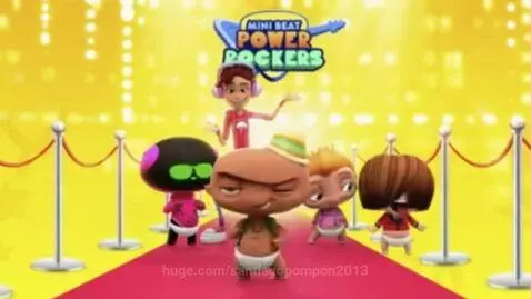 Animated babies in diapers dancing on a red carpet with a sparkling golden background, one baby wears a hat.