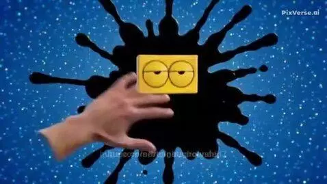 Klasky Csupo logo with cartoon eyes on a blue starry background, with yellow text and a blue light streak.