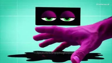 Animated Klasky Csupo logo with a purple hand reaching towards a black puddle and text.